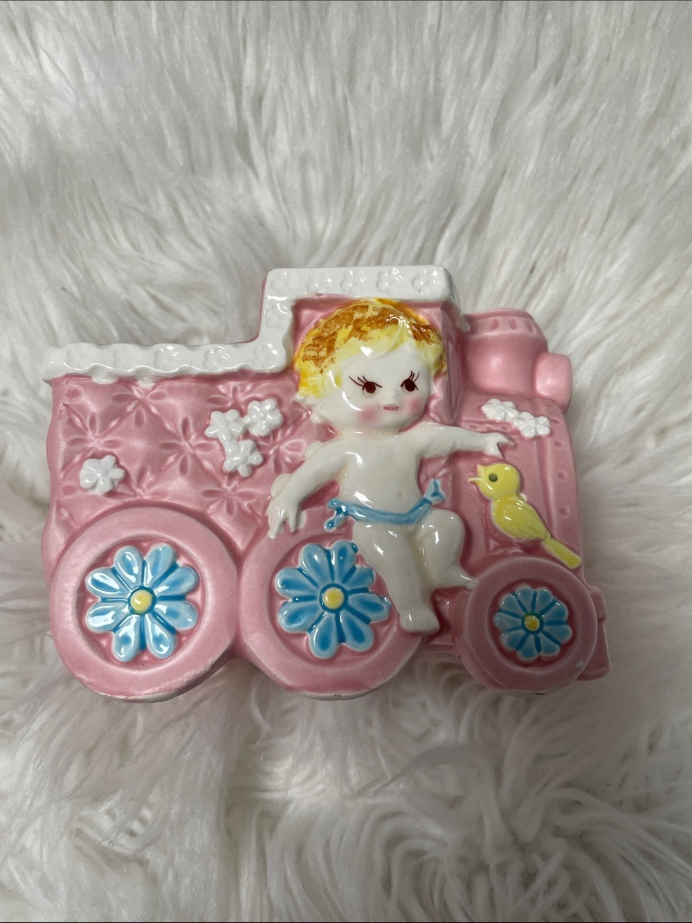 Vintage Ceramic Baby Train planter giftware Japan